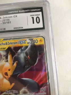 Pokemon TCG Pikachu & Zekrom GX Team Up Holo Card 33/181 CGC 10 Gem Mint English - Image 4