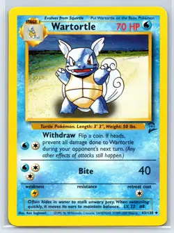 POKEMON WARTORTLE 63/130 COMMON BASE SET 2 NM CARD - Image 1