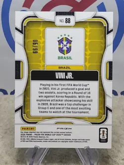 2026 Panini Prizm FIFA World Cup VINI JR. #88 Teal Prizm Wave /99 Brazil - Image 2