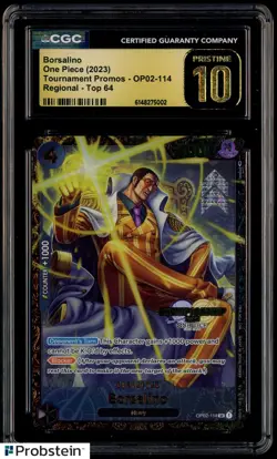2023 One Piece Promo Offline Regional #114 Borsalino Top 64 CGC 10 PRISTINE - Image 1