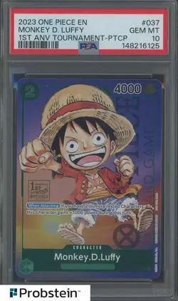 2023 One Piece Promo 1st anv Tournament PTCP #037 Monkey D. Luffy PSA 10 - Image 1