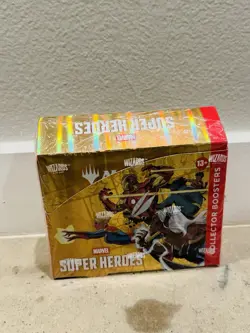 Marvel Super Heroes Collector Booster Box MTG Sealed Magic The Gathering in hand - Image 1