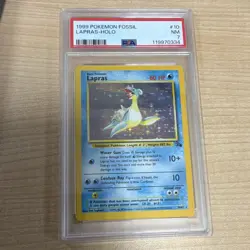 1999 Pokemon TCG Fossil Lapras 10/62 Holo Rare Unlimited PSA 7 English - Image 1