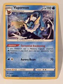 Vaporeon 030/185 Pokemon TCG SWSH: Vivid Voltage Cosmos Holo NM - Image 3