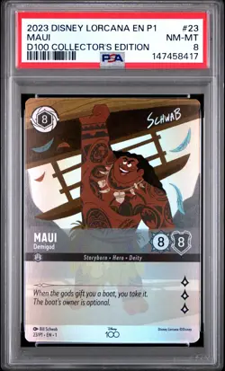 2023 DISNEY LORCANA EN P1-PROMO #23 MAUI - DEMIGOD PSA 8 - Image 1
