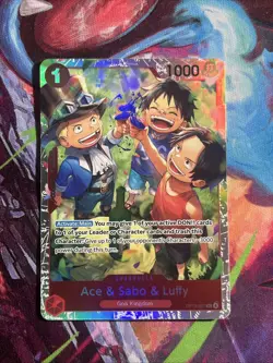 ONE PIECE ENGLISH CARD HOLO OPTCG Ace & Sabo & Luffy OP13-007 EN MINT / Op13 - Image 1