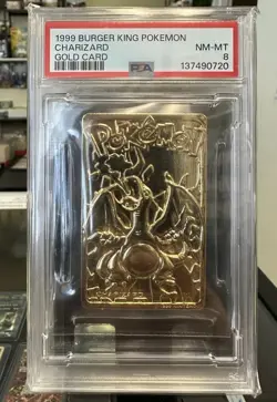 1999 BURGER KING POKEMON GOLD CARD - CHARIZARD PSA 8 - Image 1
