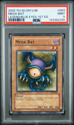 2002 YU-GI-OH! LOB-LEGEND OF BLUE EYES WHITE DRAGON 1ST ED #083 MEDA BAT PSA 9 - Image 1