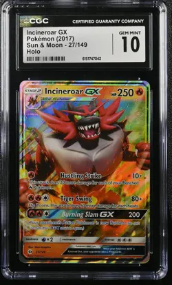 2017 Sun & Moon Pokemon Incineroar GX CGC 10 27/149 - Image 1