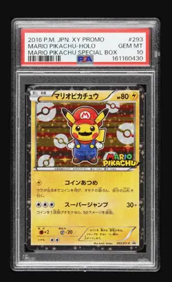 2016 POKEMON JAPANESE XY PROMO #293 MARIO PIKACHU PSA 10 - Image 1