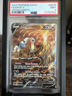 Entei v Crown Zenith Galarian Gallery Holo Ultra Rare TCG GG36/GG70 Psa 9 - Image 1