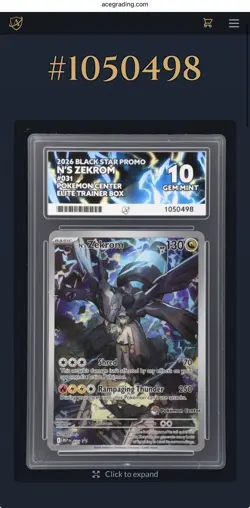 N's Zekrom 031 Black Star Promo Pokemon Center Pokemon TCG Ace 10 Gem Mint 💎 - Image 3