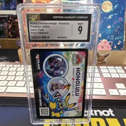 Pokemon 2024 WC Honolulu Play! Pokemon Pikachu Holo Promo Insert Card CGC 9 - Image 1