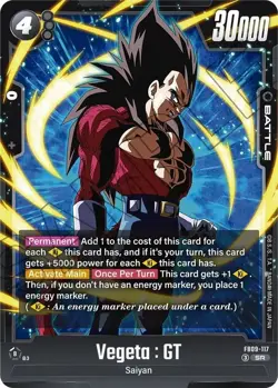 Vegeta : GT FB09-117 SR Dragon Ball Dual Evolution Card - Image 1