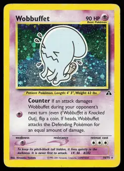 Wobbuffet 16/75 Unlimited Holo Rare Neo Discovery Pokemon Card - Image 1
