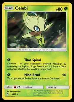 Celebi 4/236 Holo Rare Unified Minds Pokemon Card - Image 1
