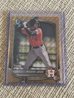 2025 Bowman Chrome Draft 1st Walker Janek Gold Geometric Refractor #11/50 Astros - Image 1