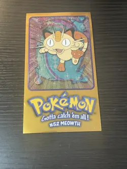 1999 Topps Pokemon TV Animation Series Meowth Tin Topper #52 Card 5 of 5 - Image 1