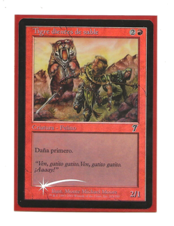 TIGRE DIENTES DE SABLE FOIL 7th Edition MTG Spanish Sabertooth Tiger Magic NM - Image 1