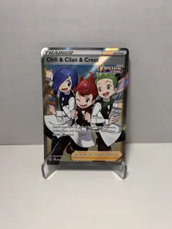 Pokemon TCG SWSH08 Chili & Cilan & Cress # 258 / 264 Ultra Rare Near Mint - Image 1