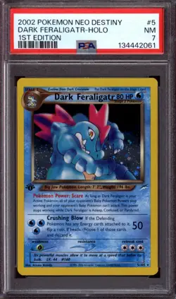 2002 POKEMON NEO DESTINY #5 DARK FERALIGATR HOLO PSA 7 1ST EDITION - Image 1