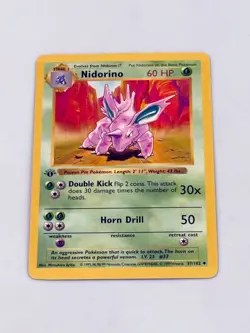 1st Edition Nidorino Pokemon Card 1999 Base Set Wizards of the Coast - Image 1