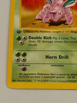 1st Edition Nidorino Pokemon Card 1999 Base Set Wizards of the Coast - Image 3