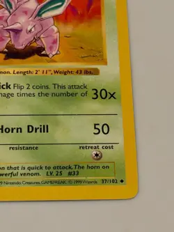 1st Edition Nidorino Pokemon Card 1999 Base Set Wizards of the Coast - Image 4