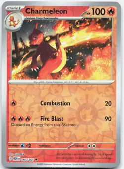 Charmeleon 005/165 Near Mint 151 Uncommon Reverse Holo Pokemon - Image 1