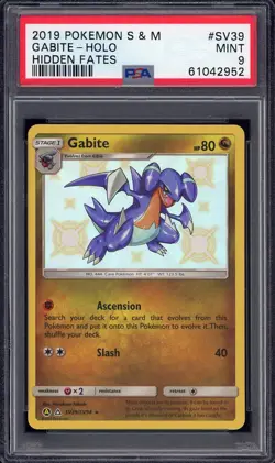 2019 Pokemon Sun & Moon Hidden Fates Shiny Vault Gabite Holo SV39 PSA 9 MINT - Image 1