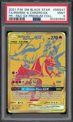 2021 Pokemon Sun & Moon Reshiram & Charizard GX Premium Collection SM247 PSA 9 - Image 1