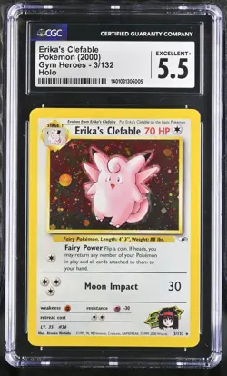 Pokemon TCG Erika's Clefable Gym Heroes 3/132 Holo Rare CGC 5.5 - Image 1