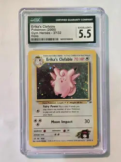 Pokemon TCG Erika's Clefable Gym Heroes 3/132 Holo Rare CGC 5.5 - Image 3