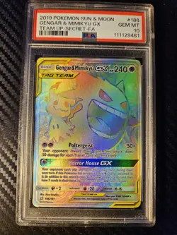 Pokemon Gengar & Mimikyu GX 186 PSA 10 Gem Mint Team Up 2019 - Image 1