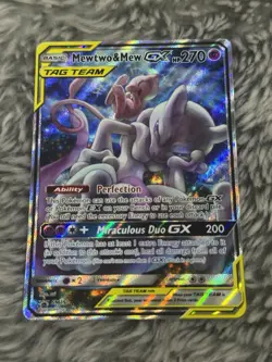 Pokemon Mewtwo and Mew GX Tag Team Black Star Alt Art Promo SM191 NM - Image 1