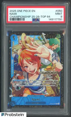 2025 One Piece Nami EN Championship 25-26 Top 64 PSA 9 MINT - Image 1