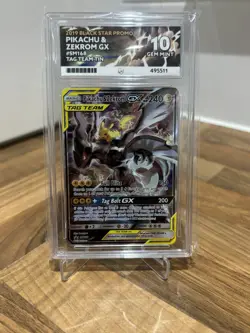 Pokemon Pikachu & Zekrom GX TCG Sun Moon Team Up SM168 Promo ACE 10 Gem Mint - Image 1