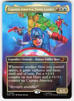 Captain America, Team Leader (Borderless) M Commander: Marvel Super Heroes 5 NM - Image 1