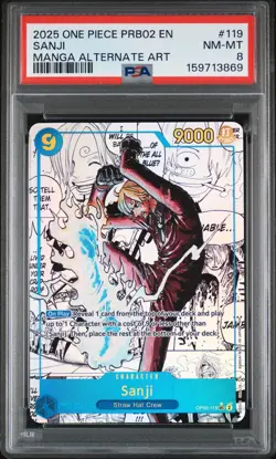 2025 ONE PIECE PRB02-PREMIUM BOOSTER -ONE PIECE CARD THE BEST- VOL.2 SANJI PSA 8 - Image 1