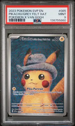 2023 POKEMON SVP EN-SV BLACK STAR PROMO #085 PIKACHU WITH GREY FELT HAT PSA 9 - Image 1