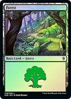 Forest 268 FOIL Throne of Eldraine Near Mint MTG Magic DNA GAMES - Image 1