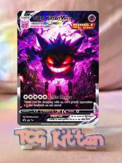 *CUSTOM* Gengar VMAX Cracked Ice Holo Handmade Proxy Card TCGKITTEN - Image 1