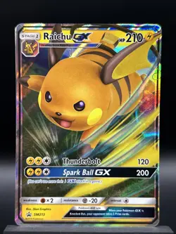 Raichu GX Thunderbolt Spark Ball Pokemon Card SM213 Holo Rare - Image 1