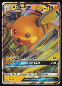 Raichu GX Pokemon Card - Thunderbolt Spark Ball GX 200 HP Sm213 HP - Image 1
