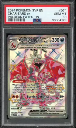 2024 Pokemon SVP EN Paldean Fates Tin Promo Shiny Charizard EX 074 PSA 10 GEM MT - Image 1