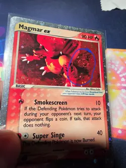 Pokemon TCG SWIRLED Magmar EX 100/109 Holo Ruby and Sapphire MP - Image 1