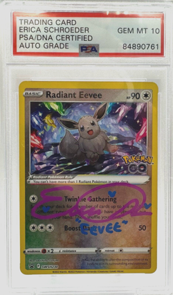 Pokemon Radiant Eevee SWSH230 Autographed by Erica Schroeder PSA Gem Mint 10 TCG - Image 1