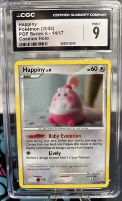 Yuka Morii Pokemon TCG Happiny 14/17 Pop Series 8, 2008 (CGC 9) - Image 1
