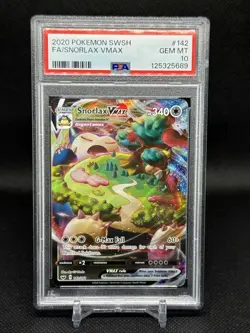 Snorlax VMAX PSA 10 Full Art Sword And Shield Base Set 142/202 Pokemon TCG - Image 1