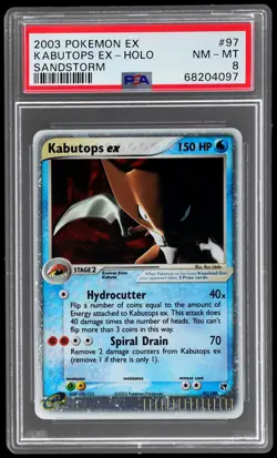 2003 EX Sandstorm (2003 Copyright, W/ "e" Symbol) Kabutops EX PSA 8 English Holo - Image 1